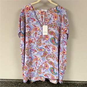 12/4  nwt Emily wonder paisley print shirt 1x